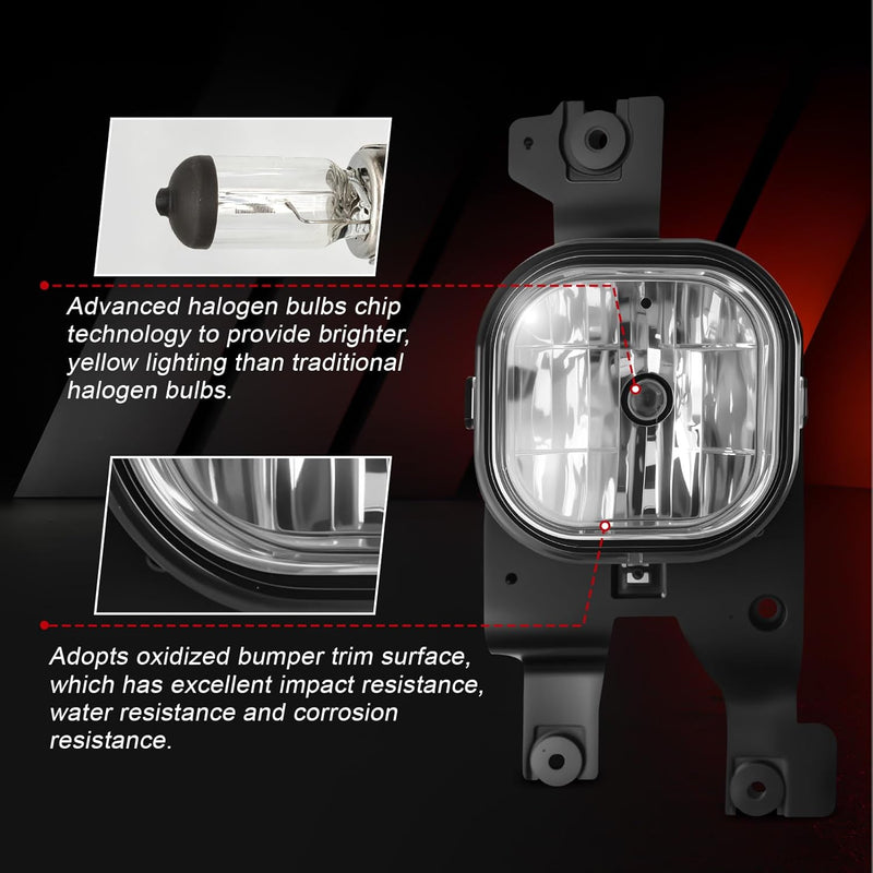 OKSIWA Fog Lights Compatible with 2008-2010 Ford F250 F350 F450 Super Duty Truck, Front Driving Lamps Clear Lens Assembly Replacement, DOT Approved (1 Pair Halogen Lamp)-3
