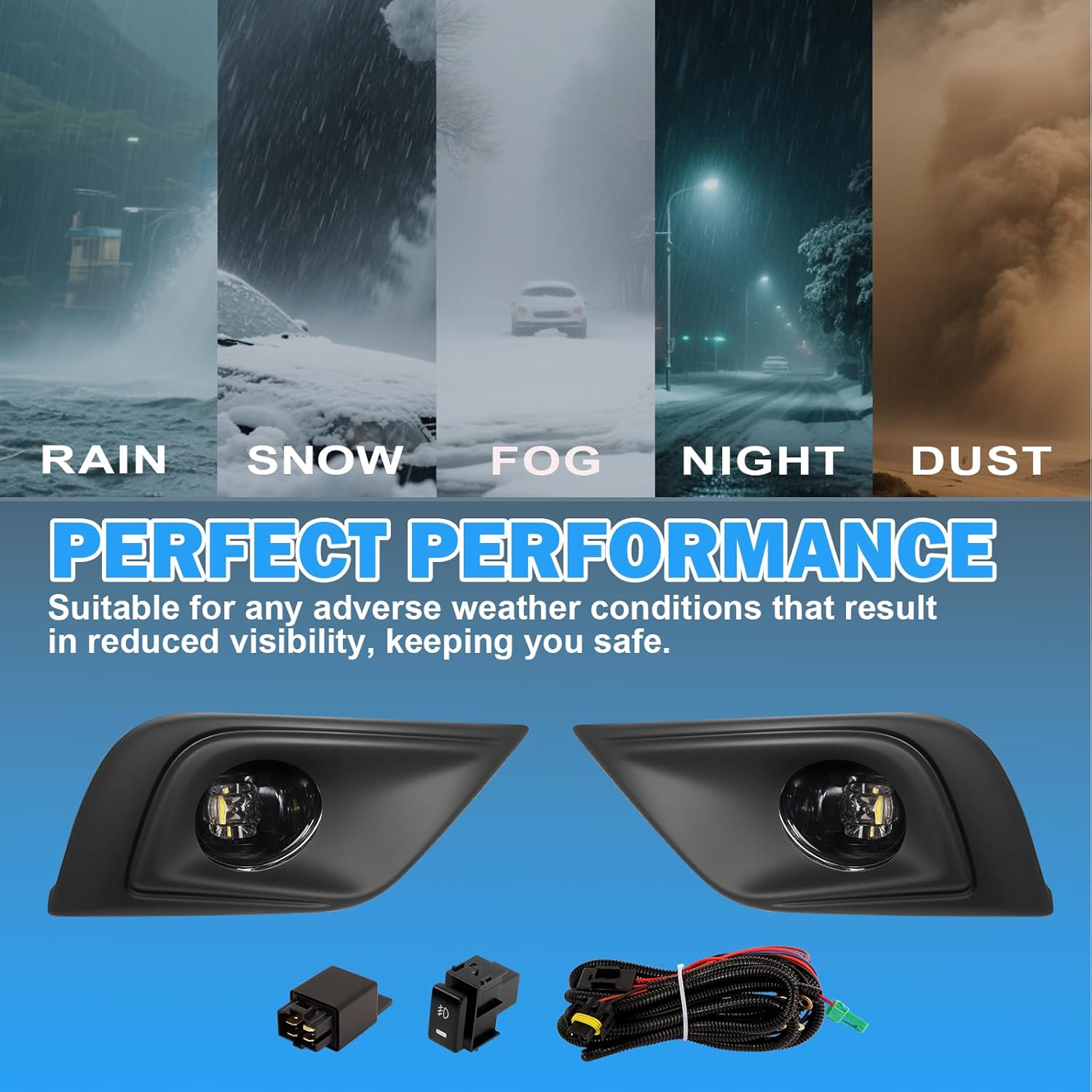 OKSIWA LED Fog Lights Compatible with 2015 2016 2017 2018 Nissan Murano Bumper Driving Fog Lamps Assemblies with Switch and Wiring Harness-7