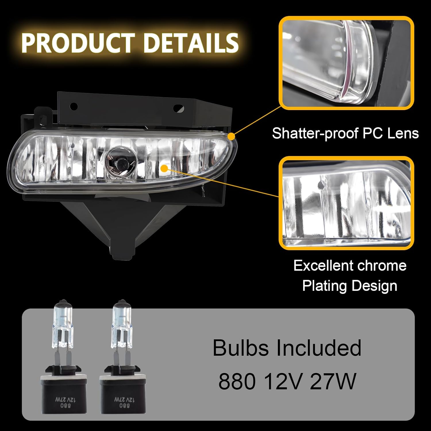 OKSIWA Fog Lights Assembly Compatible with 1999-2004 Ford Mustang, Bumper Driving Fog lamp Assembly Replacement (Halogen Fog Lights)-4