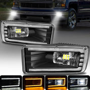 OKSIWA  LED Fog Lights with Day Running Light Amber Turn Signal for 2007-2015 Chevy Silverado, Suburban, Tahoe, 2007-2013 Avalanche, Pick Up Truck Fog Lamp with Fog Wiring Harness Switch