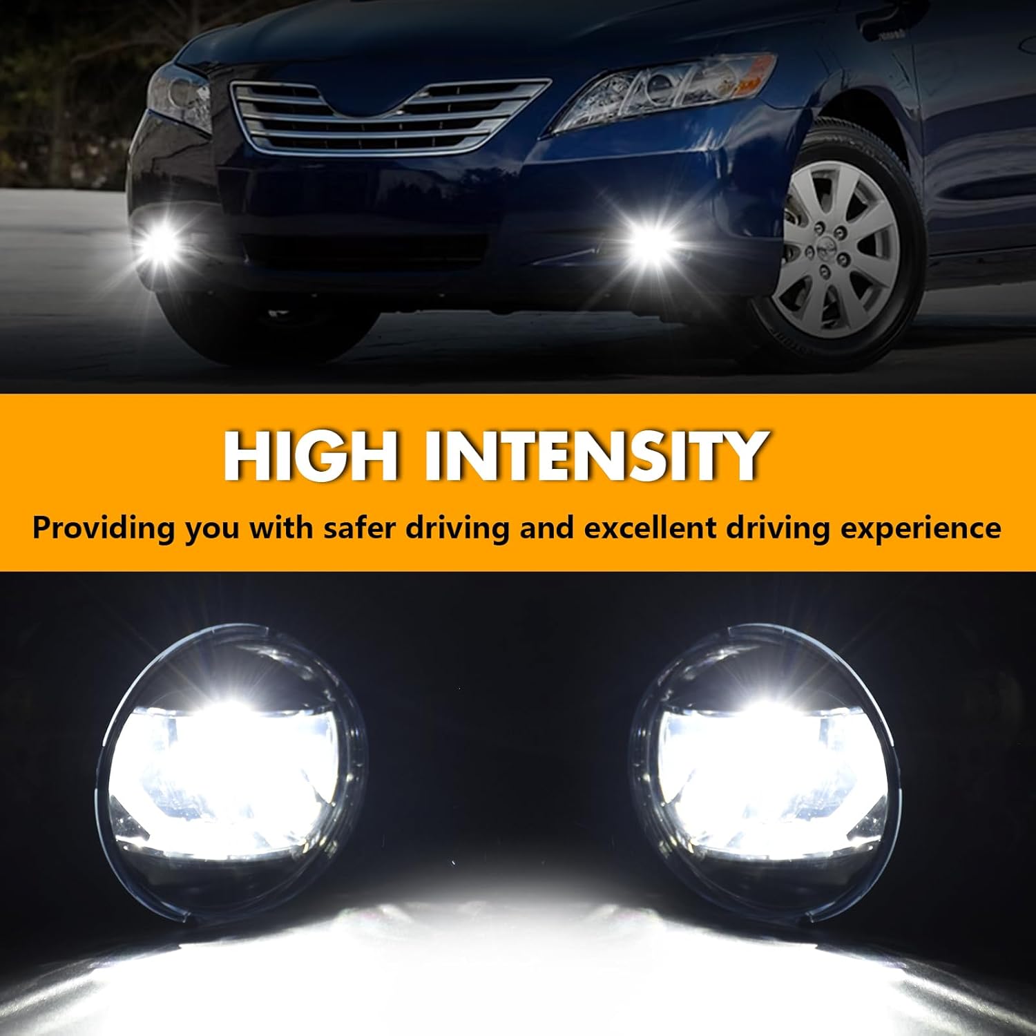 OKSIWA LED Fog Lights For 2007 2008 2009 Toyota Camry, Front Bumper Driving Light kit,Fog Lamps Assembly Replacement with Switch, Wiring Harness,Plug and Play