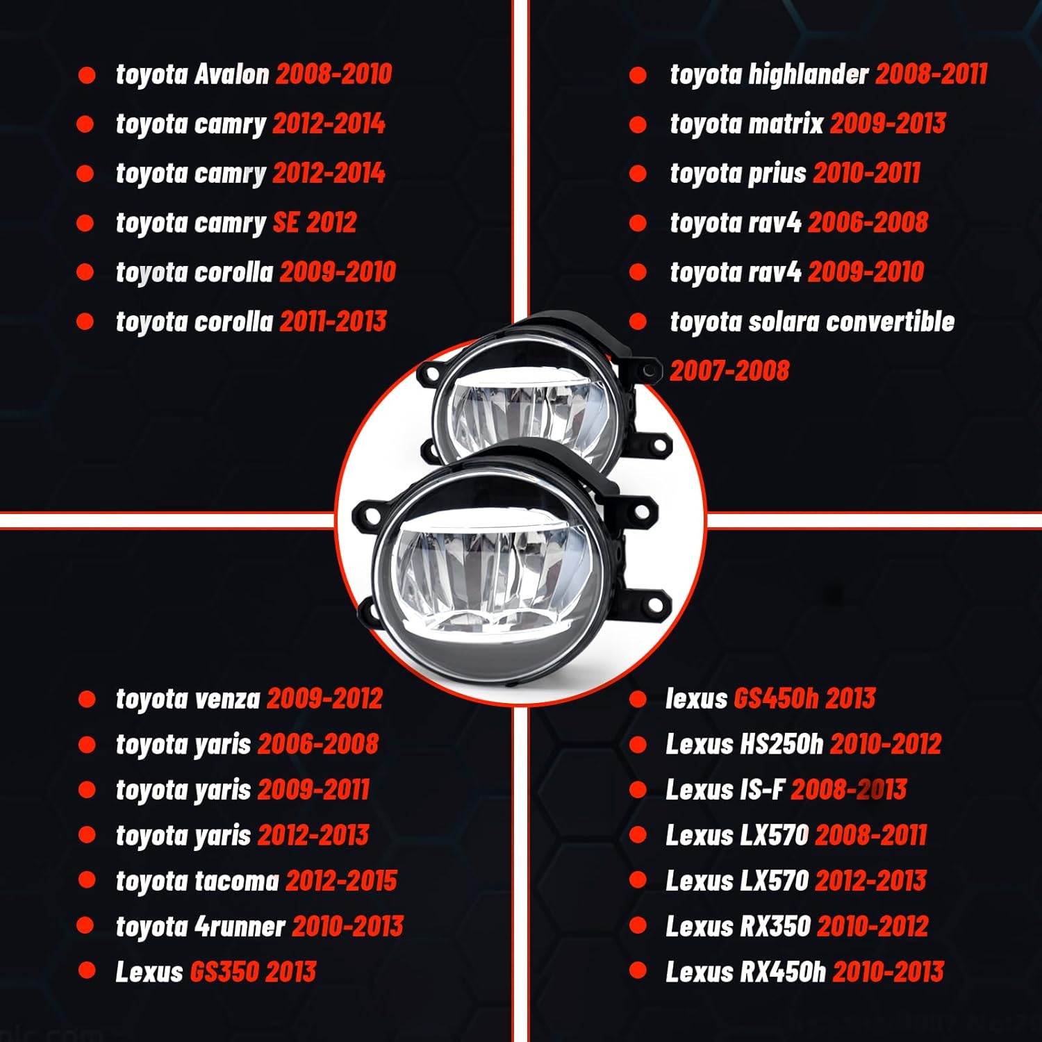 OKSIWA 1Pair LED Fog Lights for 2009-2013 Corolla,2012-2015 Tacoma,2010-2013 4runner,2007-2014 Camry,RAV4 Matrix Avalon Prius Solara Venza Yaris【2006 SCION】 for GS350 HS250h IS-F