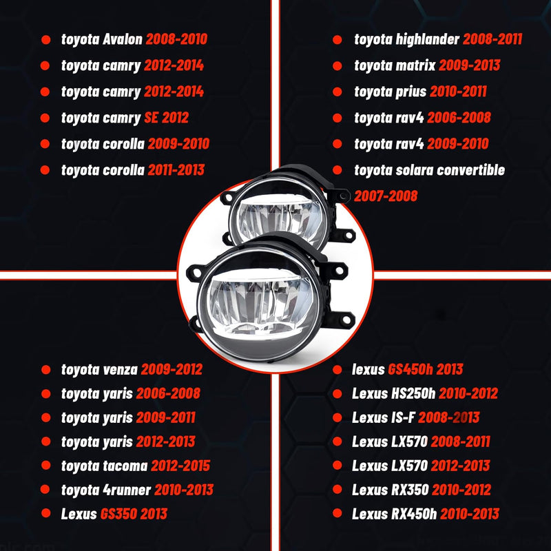 OKSIWA 1Pair LED Fog Lights for 2009-2013 Corolla,2012-2015 Tacoma,2010-2013 4runner,2007-2014 Camry,RAV4 Matrix Avalon Prius Solara Venza Yaris【2006 SCION】 for GS350 HS250h IS-F-2