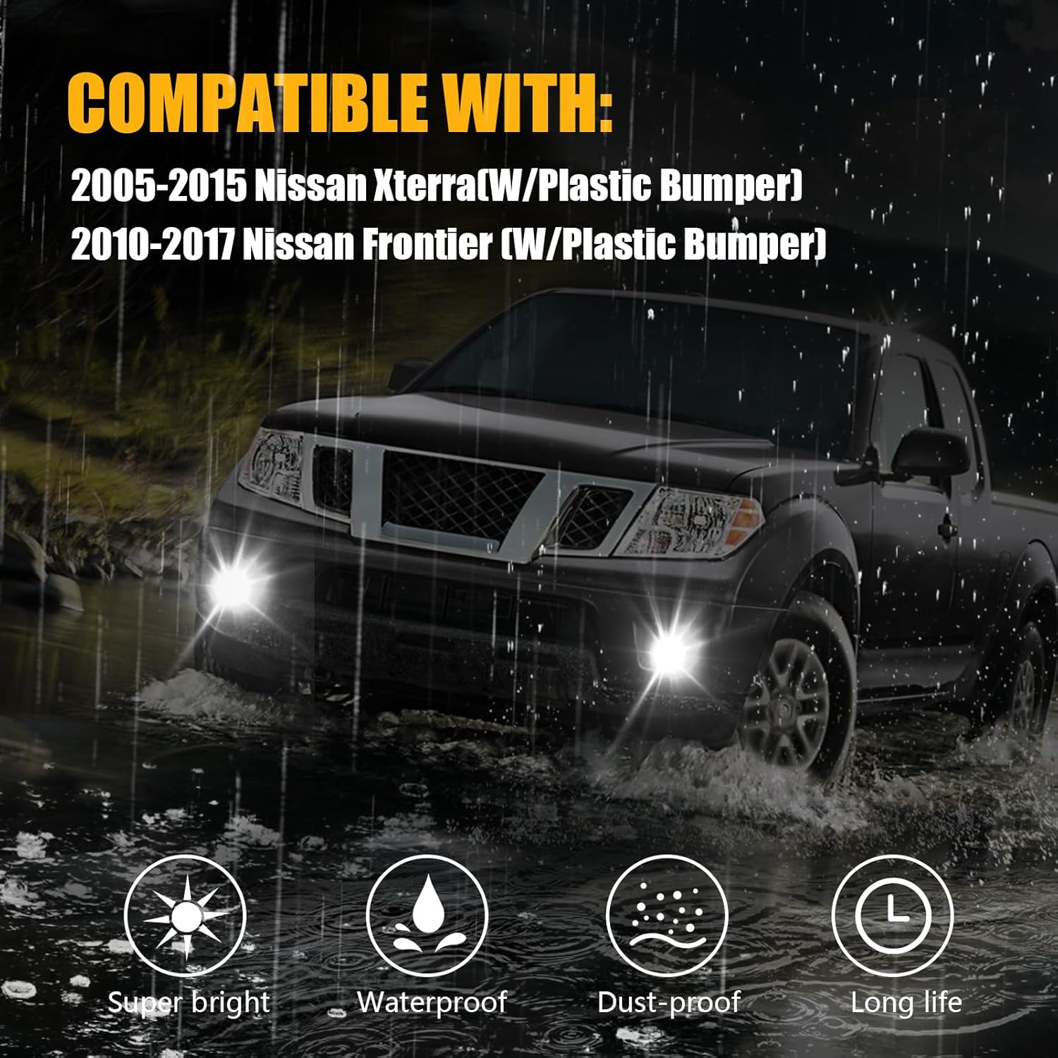 OKSIWA LED Fog Lights,Compatible with 2010-2017 Nissan Frontier,2005-2015 Xterra, Driving Fog Lamps Replacement with Wiring Harness, Switch Kit (Only fit for Plastic Bumper)