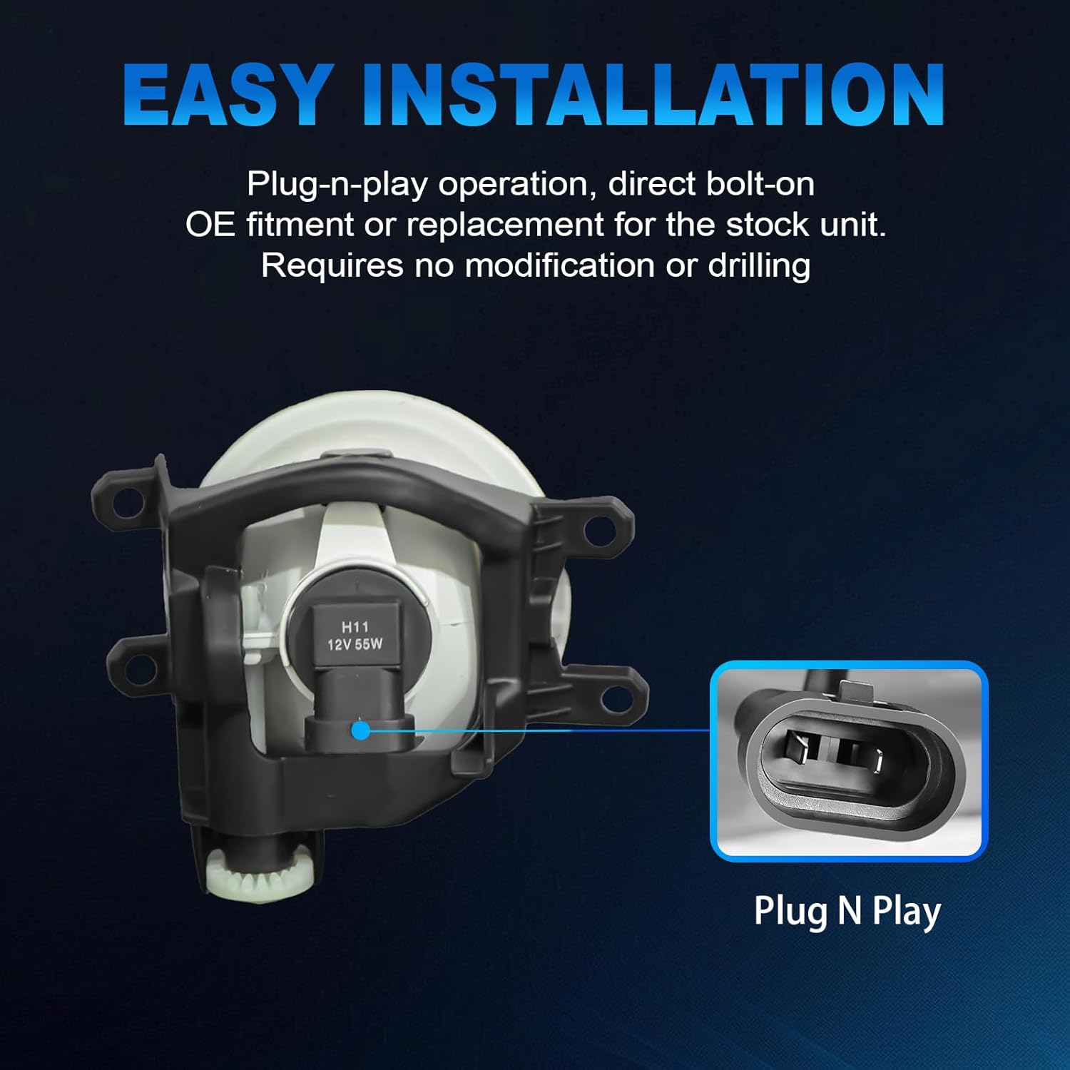 OKSIWA Fog Lights Assembly Compatible with 2014 2015 2016 Corolla/Altis CE ECO L LE, Bumper Driving Fog lamp Assembly Replacement (Halogen Fog Lights)