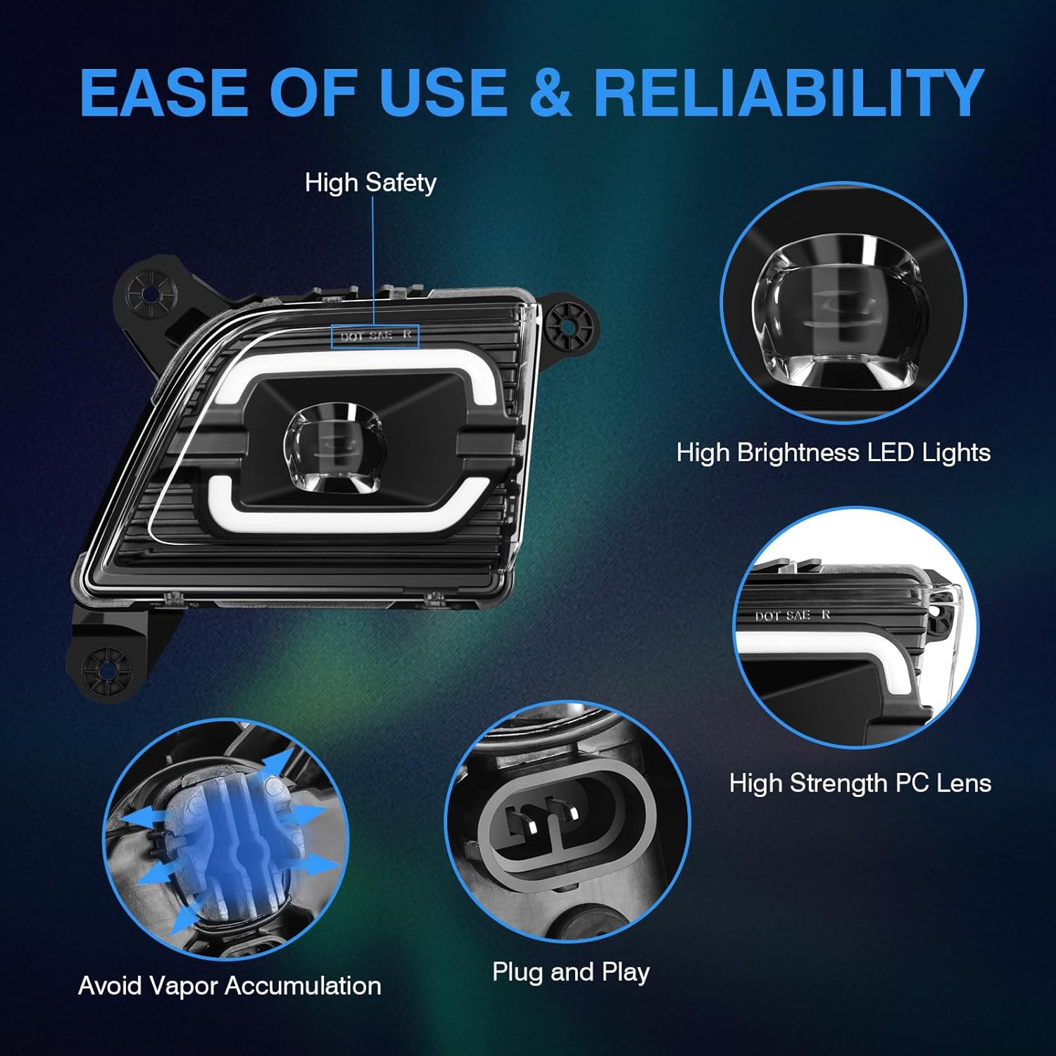 OKSIWA LED Fog Lights with DRL for 2019 2020 2021 2022 2023 Chevrolet Silverado 1500 2500HD 3500HD, Chevrolet Fog Lamp Kits with Running Lights and Turn Signals, 1 Pair