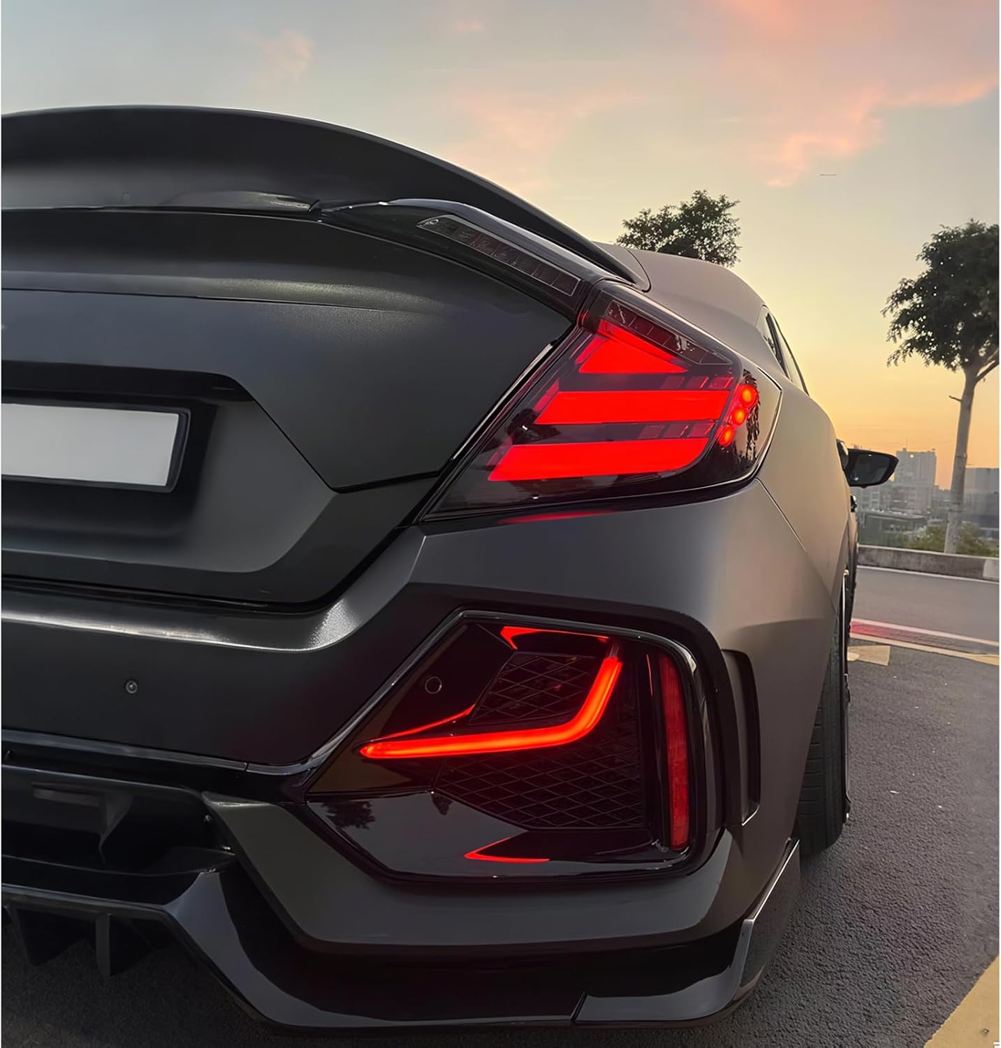 OKSIWA Sequential LED Tail Lights Compatible with Honda Civic 10th Gen Sedan 2016-2021, Not for Hatchbacks, Starting Animated Tail Light Assembly, Brake Turn Signal Lights, Reverse Lights, Parking Light