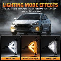 OKSIWA LED Fog Light with DRL for 2019–2020 Hyundai Elantra, Front Bumper Fog Lamp Assembly,Amber Turn Signal,Waterproof Design, Includes DRL Wiring Harness Visit the OKSIWA Store-2