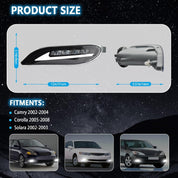 OKSIWA LED Fog Lights with DRL and Dynamic Turn Signal for Toyota Camry 2002-2004/ Corolla 2005-2008/ Solara 2002-2003, Fog Lamp Assembly Replacement with Start-up Animation, 1 Pair