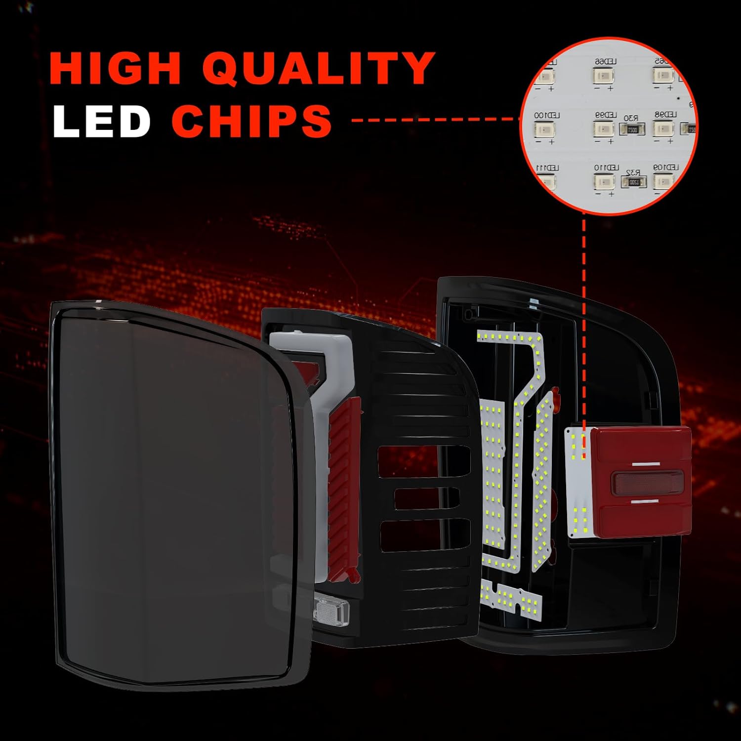 OKSIWA Sequential Led tail lights for 2007-2013 Chevy Silverado 1500 2500HD 3500HD Starting Animated Rear Light Assembly, Dynamic Turn Signal,Brake Light,Reverse Light Smoked-6