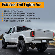 OKSIWA Full Led Tail Lights Compatible with Ford Ranger 2001-2011 Turn Signal, Brake Light, Reverse Light Rear Light Assembly Smoked