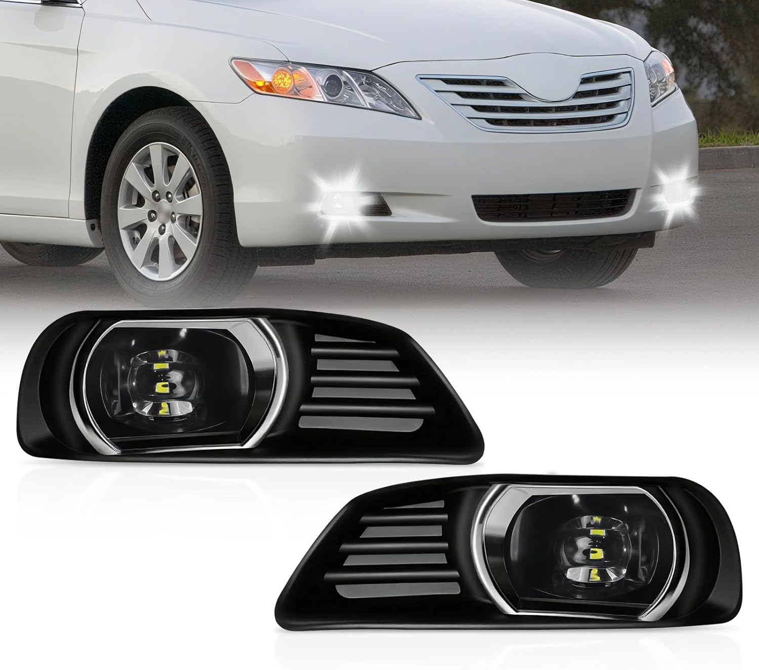 OKSIWA Led Fog Lights For Toyota Camry 2007-2009 Waterproof And Durable Fog Lights For Ty Camry With Advanced Chip For Enhanced Visibility In All Weather With Pc Housing And Upgraded Cooling System