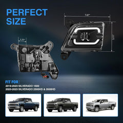 OKSIWA LED Fog Lights with DRL for 2019 2020 2021 2022 2023 Chevrolet Silverado 1500 2500HD 3500HD, Chevrolet Fog Lamp Kits with Running Lights and Turn Signals, 1 Pair-2