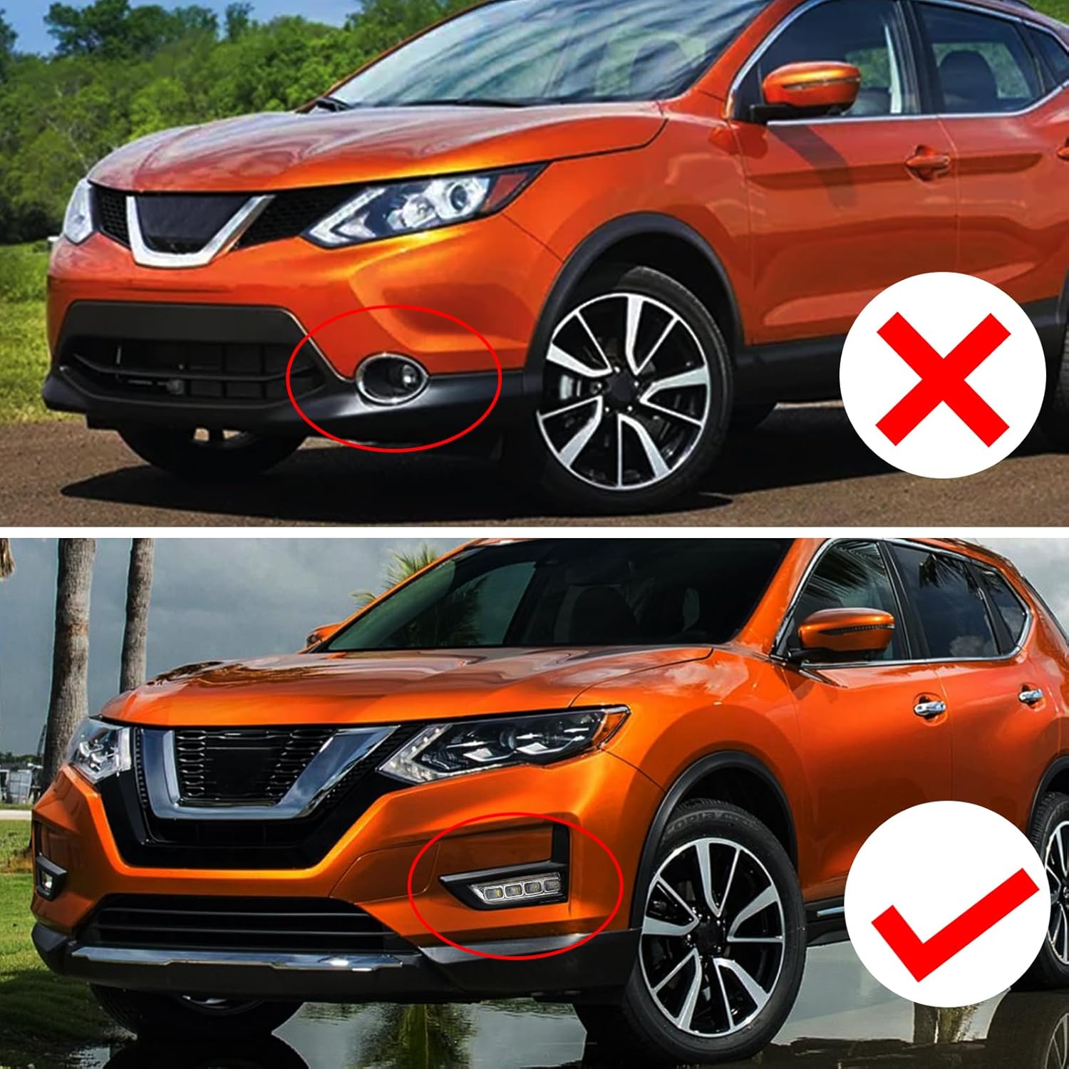 OKSIWA LED Fog Lights with DRL,Compatible with Nissan Rogue/X-Trail 2017 2018 2019 2020 (Not Fit Sport Models),Fog Lights Bumper Driving Lamps Assembly, Clear Lens, White