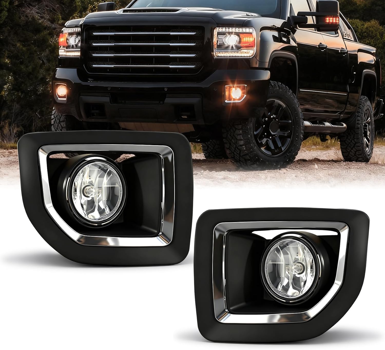 OKSIWA Fog Lights-For 2015-2019 GMC Sierra 2500HD/ 3500HD, Fog Light Assembly Replacement, Easy to Install