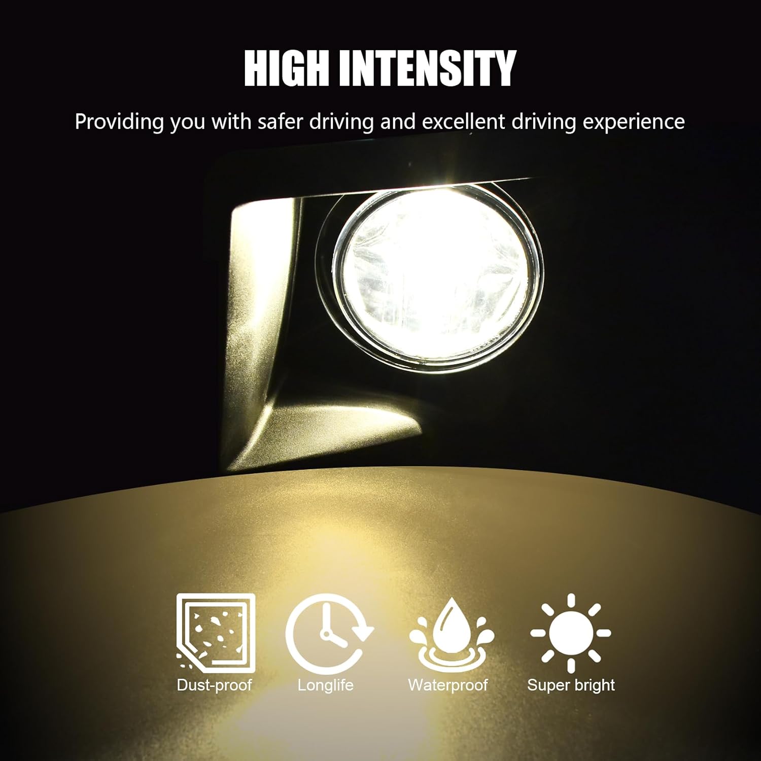 OKSIWA Halogen Fog Lights-For 2014 2015 GMC Sierra 1500, Fog Lamp with Bezels,Fog Light Assembly Replacement, Waterproof, Exclude wiring harness