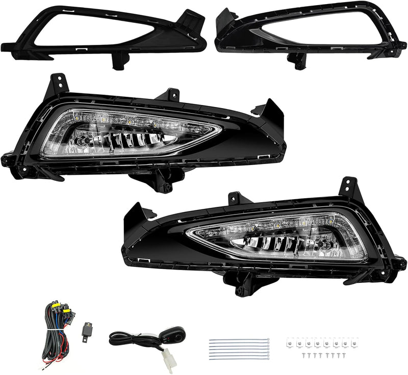 OKSIWA LED&DRL Fog Light Fit For 2016 2017 2018 Hyundai Tucson, A Pair Of Front Bumper Fog Lamps With Clear Lens And Covers-1
