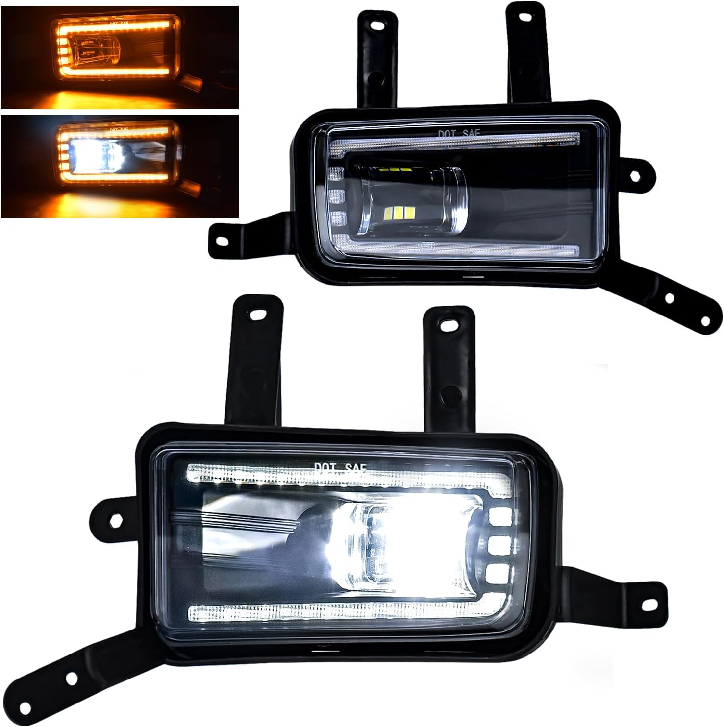 OKSIWA LED Fog Lights With DRL and Dynamic Turn Signals for Chevy Tahoe, Suburban (2015-2020), Suburban 3500HD (2016-2019), GMC Yukon & Yukon XL - Front Driving Fog Lamps