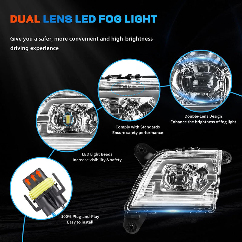 DOT Compliant LED Fog Lights with Clear Lens for 2019-2023 Chevy Silverado Plug & Play-3