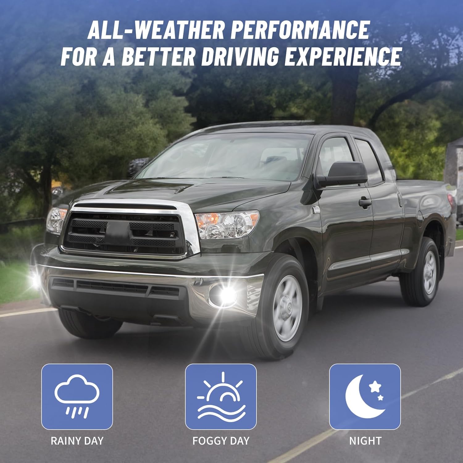 OKSIWA LED Fog Lights with DRL & turn singal Assembly Compatible With 2005-2011 Tacoma,2007-2013 Tundra,2004-2006 Solara,2008-2015 Sequoia Clear Lens 1Pair Upgraded Modified Lamps