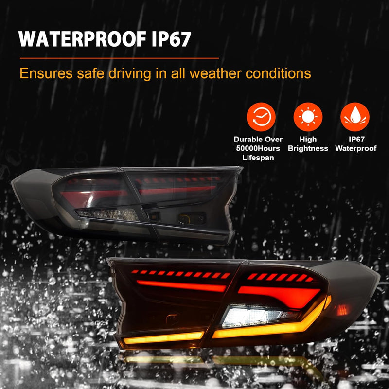 OKSIWA Full LED Tail Lights for Honda Accord 2018 2019 2020 2021 2022 (10th & 10.5th Gen) | 18-22 Accord Rear Lights with Start-Up Animation, Turn Signals, Brake Lights, and Reverse Lights-4