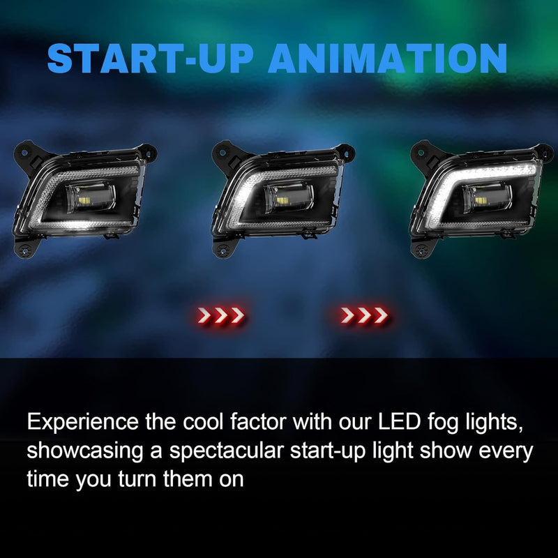 DOT Compliant Animated Sequential LED Fog Lights with DRL for 2019-2023 Chevy Silverado Clear Lens Plug & Play-3