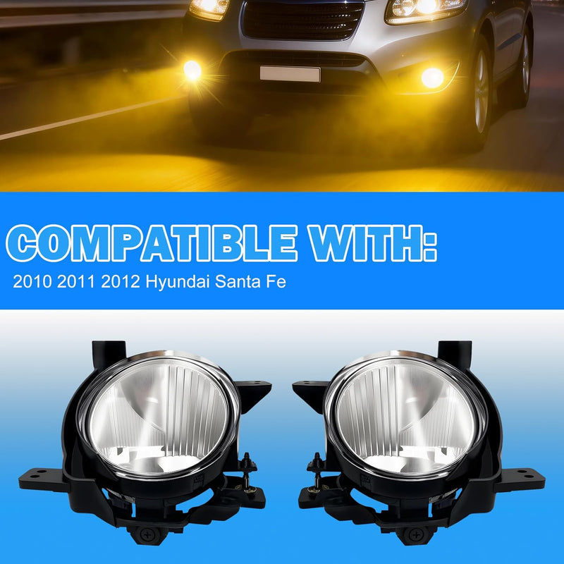 OKSIWA Fog Lights Assemblies Compatible With Fog Lights Compatible with 2010 2011 2012 Hyundai Santa Fe Front Bumper Fog Lamps Replacement with Wiring Harnes-2