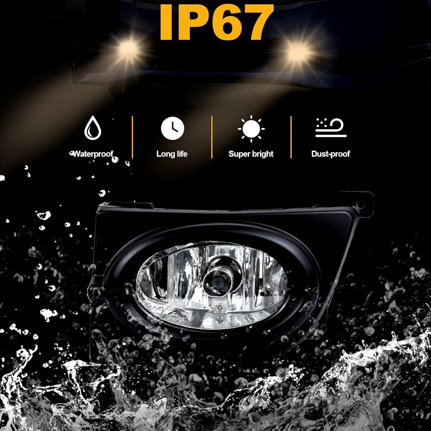 OKSIWA Halogen Fog Lights Fit for 2006 2007 2008 Honda Civic 4-Door Sedan,Front Bumper Driving Light Replacement Kit, Fog Lamps Replacement with Wiring Harness,Clear Lens,Plug and Play-3