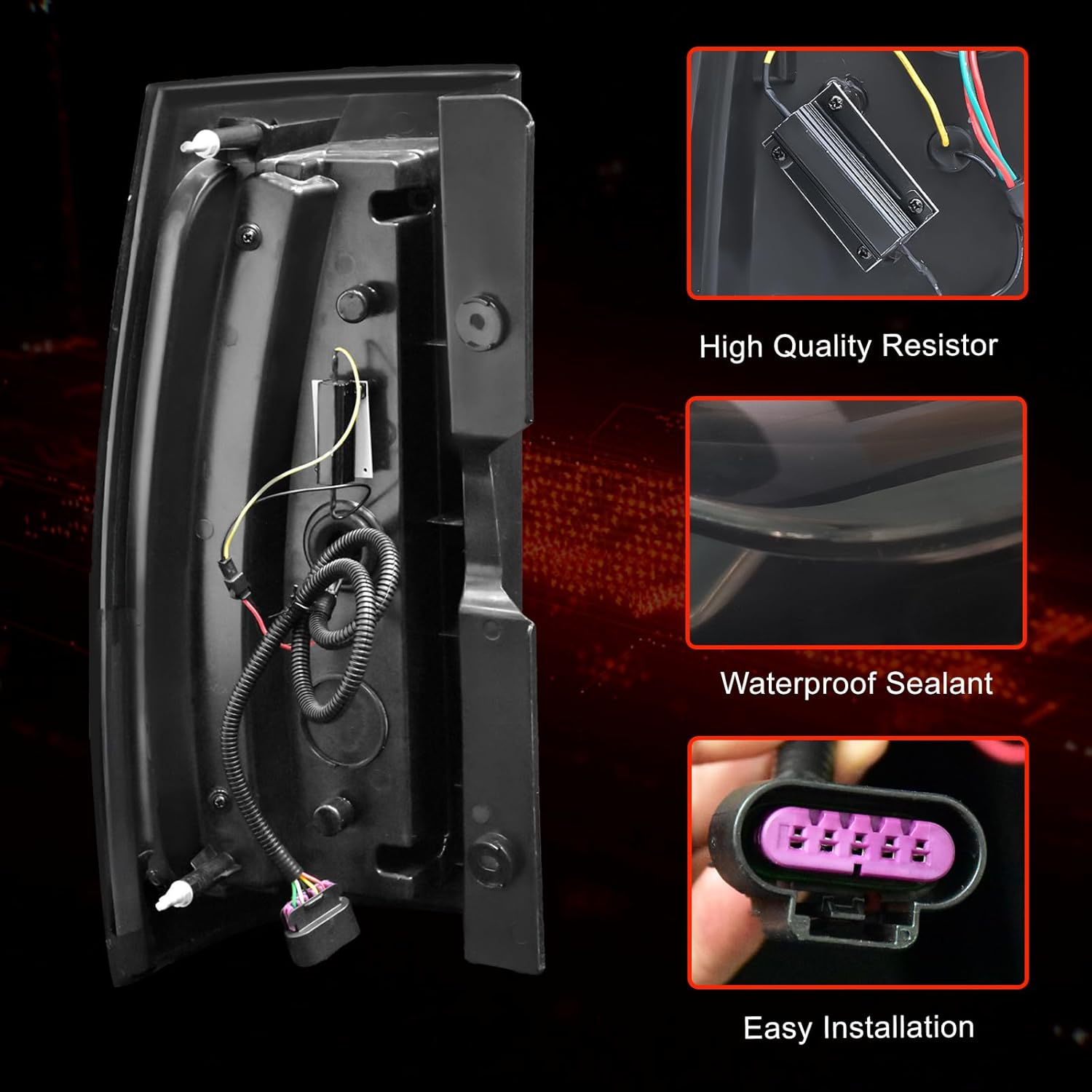 OKSIWA Sequential Full Led Tail Lights Fit for Chevy Tahoe/Suburban 2007-2014, Fit for GMC Yukon XL Denali 2007-2014 Starting Animated, Dynamic Turn Signal, Brake Light, Reverse Light Rear Light Assembly