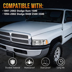 OKSIWA Headlights Assembly for Dodge Ram 1500 1994-2001,for Dodge RAM 2500 3500 1994-2002, OEM Style Replacement Headlamps, Factory Fit Headlight Housing, Plug & Play-5