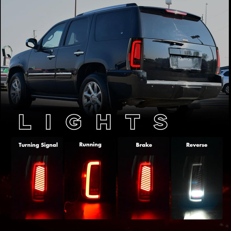 Animated Sequential Smoked LED Tail Lights for 2007-2014 Chevy Tahoe Suburban & GMC Yukon XL Denali Plug & Play-2