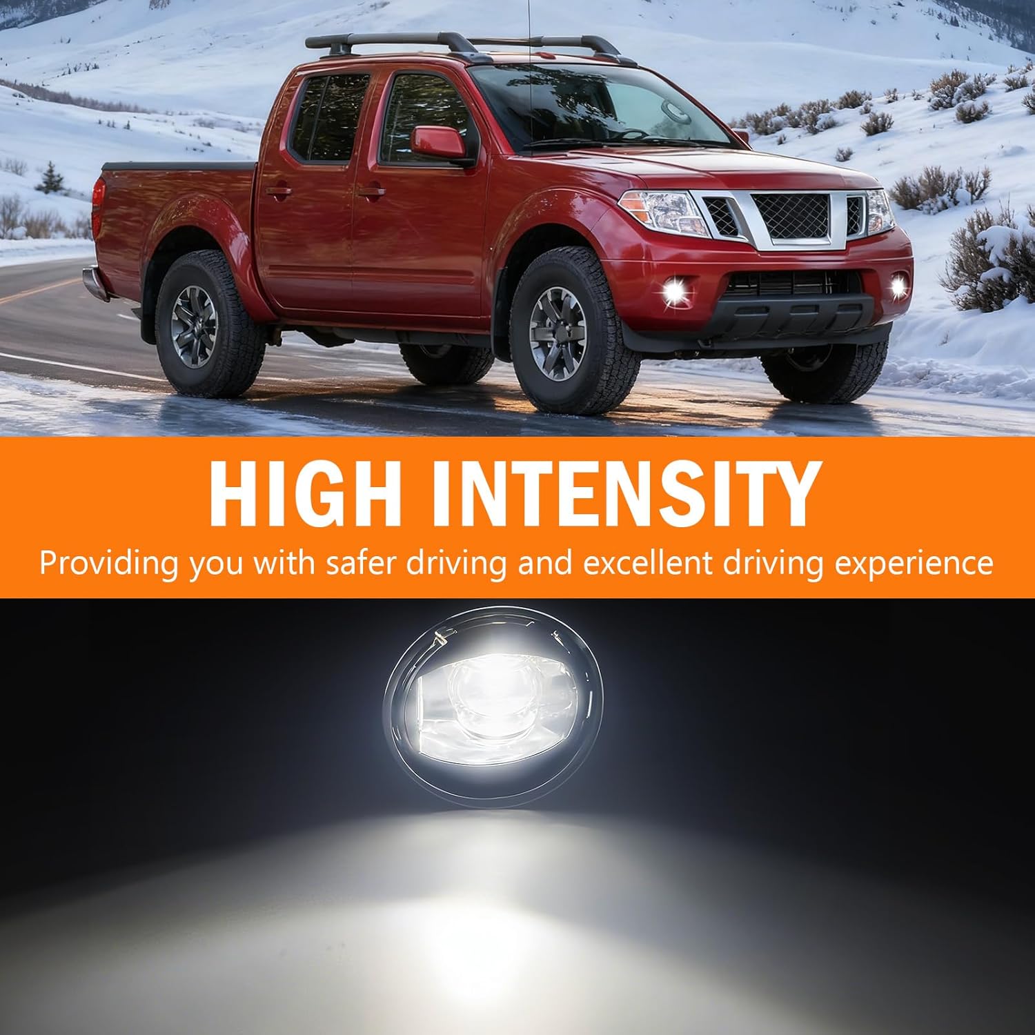 OKSIWA LED Fog Lights,Compatible with 2005-2019 Nissan Frontier(Chrome Bumper Models Only), Front Bumer Driving Light Fog Lamp Assembly Kit with Wiring Harness, Switch,Plug and Play