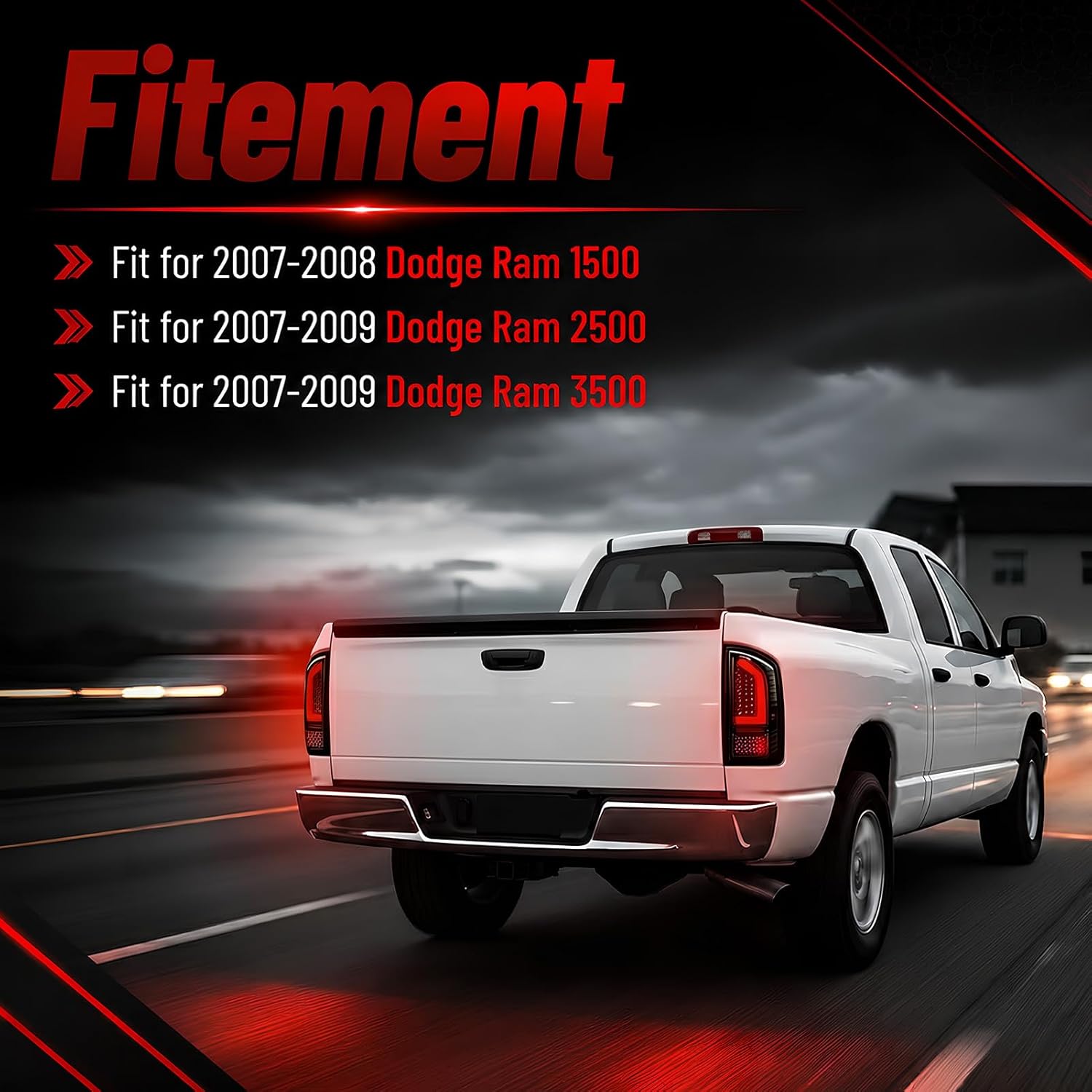 Smoked LED Tail Lights for 2007-2008 Dodge Ram 1500 & 2007-2009 Ram 2500 3500 Plug & Play-3