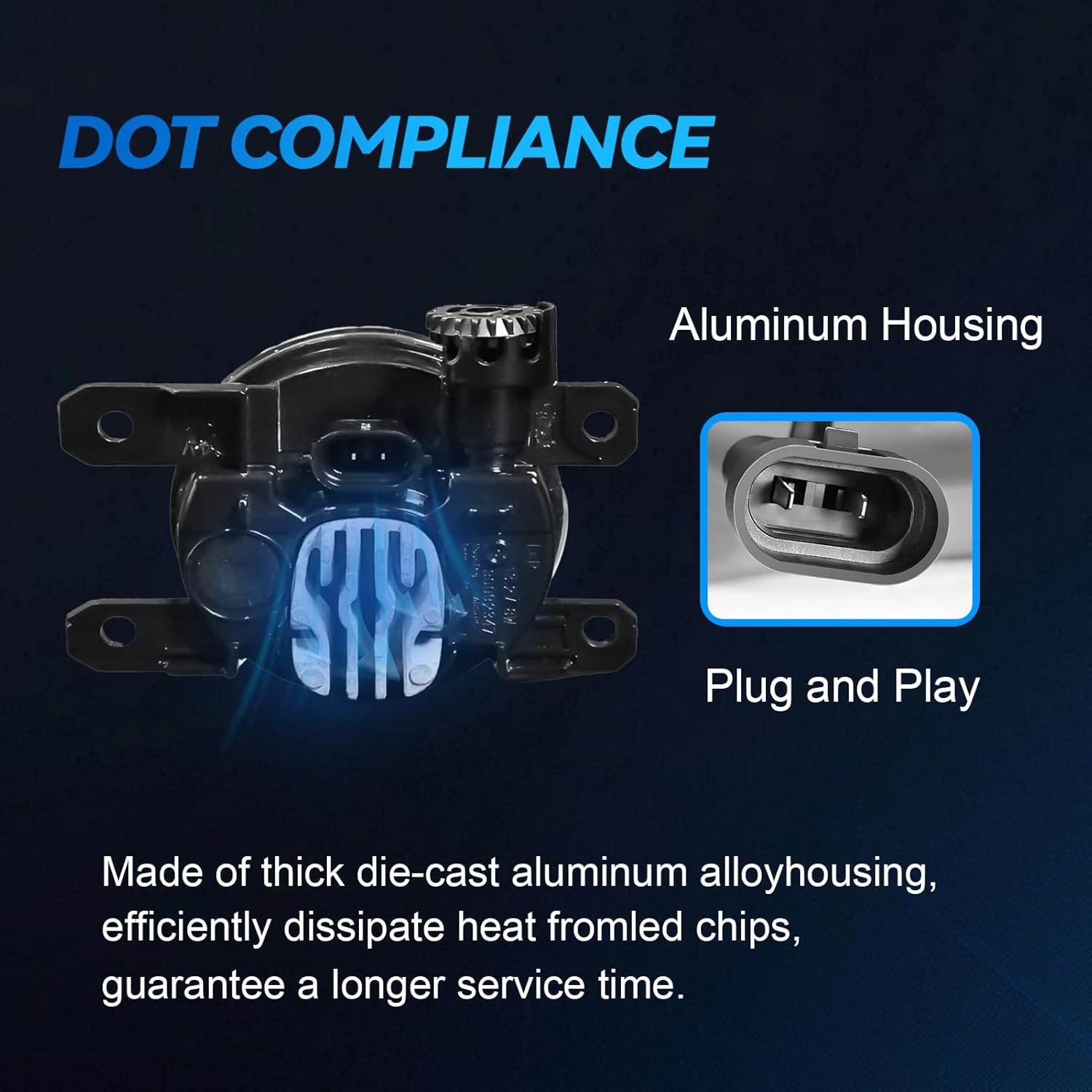 OKSIWA LED Fog Lights Assembly Compatible with Toyota Corolla 2011 2012 2013, Bumper Driving Fog lamp Replacement, DOT Certified - 1 pair