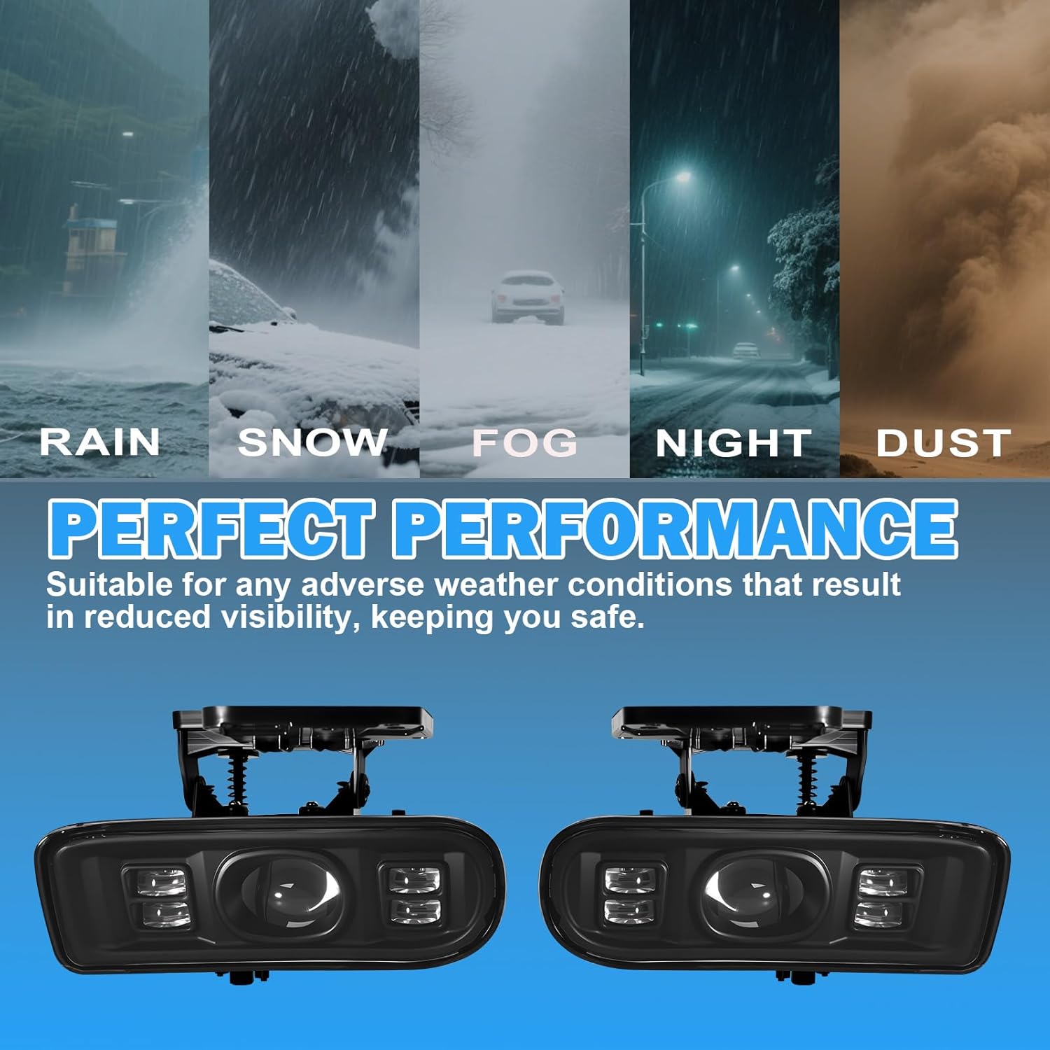 DOT Approved LED Fog Lights for 1999-2002 GMC Sierra & 2000-2006 GMC Yukon Plug & Play-8