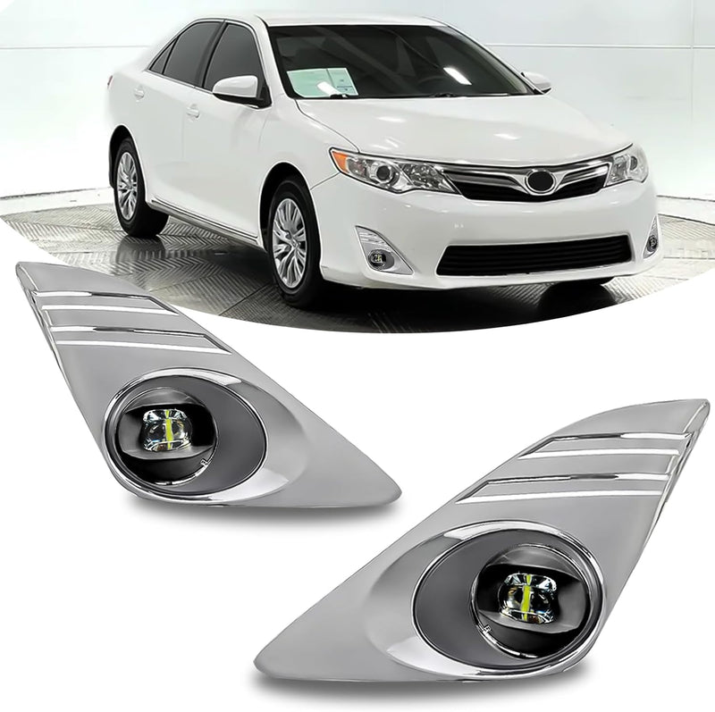 OKSIWA LED Fog Lights-For 2012-2014 Toyota Camry(Not for SE Models), Fog Light Assembly Replacement,Include Switch, Wiring Harness,Plug and Play,Chorme Bezels-1