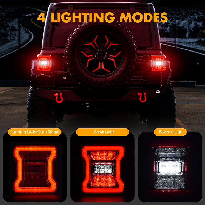 OKSIWA Full LED Tail Light Fit for 2018 2019 2020 2021 2022 2023 Jeep Wrangler JL(For Stock Halogen Model to Upgrade to FULL LED),LED Rear Light Set Brake Lamp Tail Lamp-2