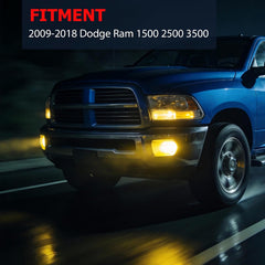 OKSIWA Fog Lights Compatible with 2009-2018 Dodge Ram 1500 2500 3500 Bumper Driving Fog Lamps Assemby With H10 12V 42W Halogen Bulbs W/O Bracket-2