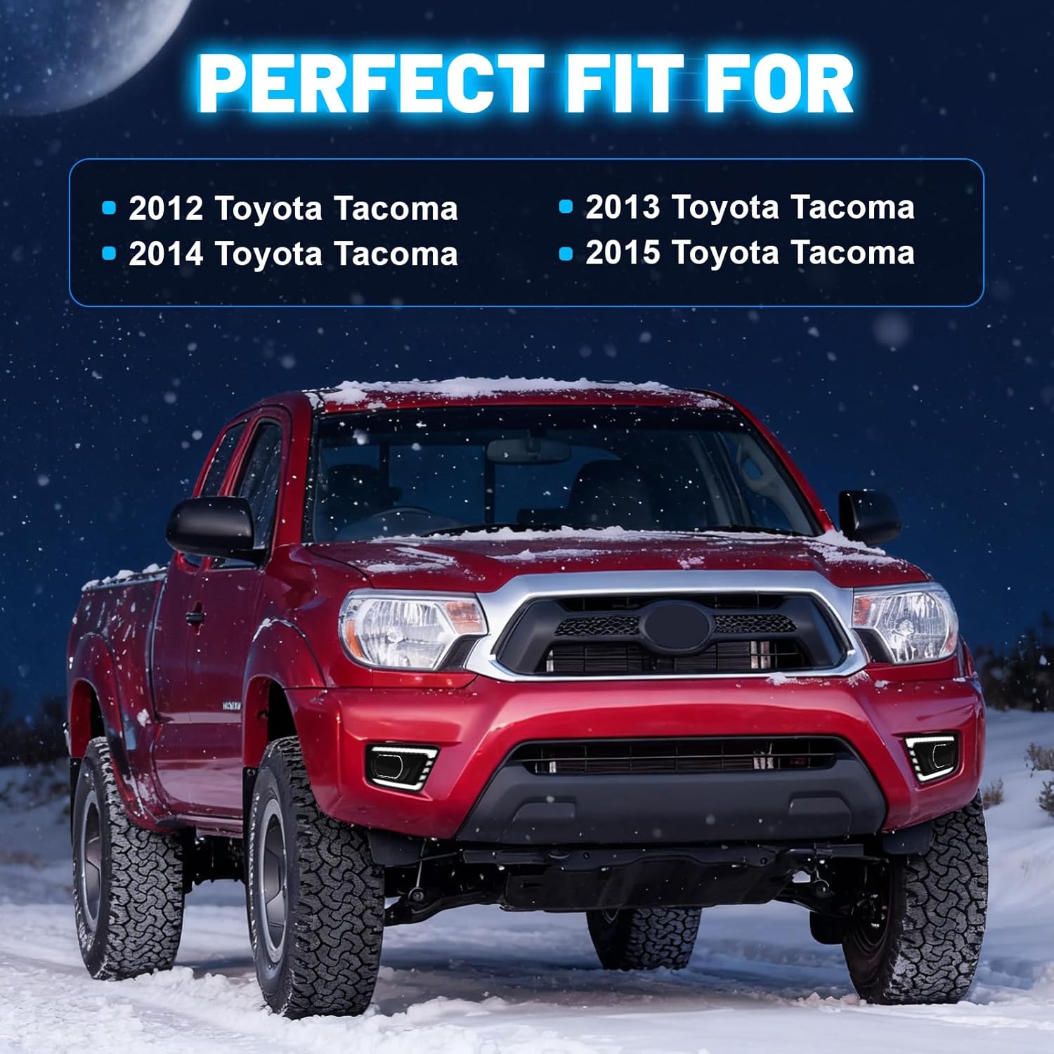 OKSIWA LED Daytime Running Lights For 2012 2013 2014 2015 Toyota Tacoma, with Amber Dynamic Turn Signal Lights, Fog Lights DRL Harness