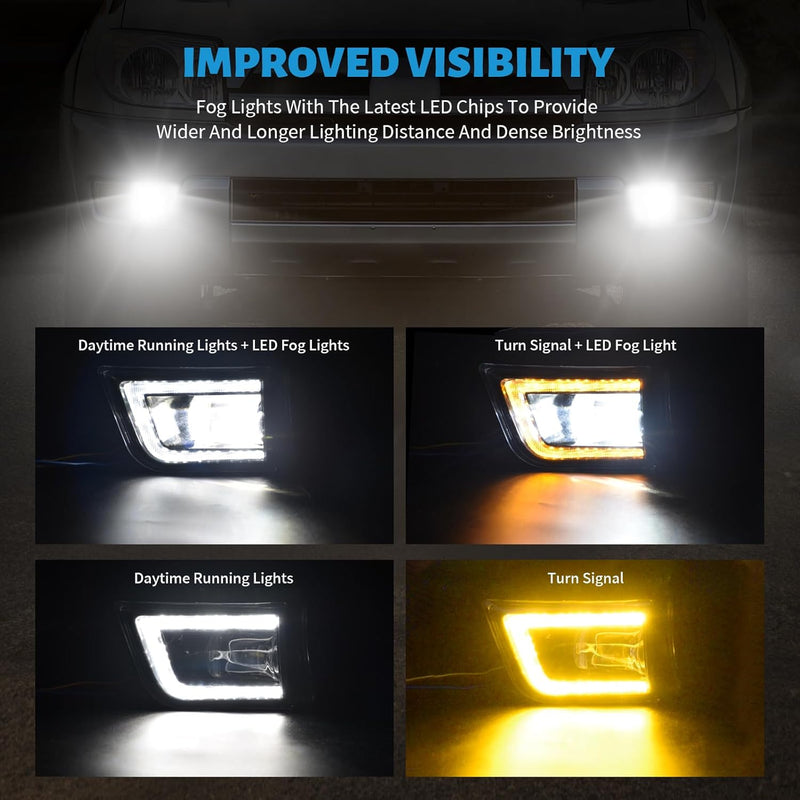 OKSIWA LED Fog Lights fit for Toyota 4Runner 2003 2004 2005, Front Driving Fog Lamps Assembly Replacement Kit (LED Fog Lights with DRL)-2