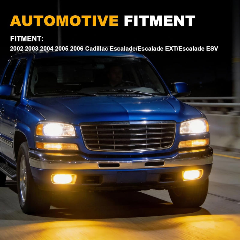 OKSIWA LED Fog Lights Assembly Compatible with 2002 2003 2004 2005 2006 Cadillac Escalade/Escalade EXT/Escalade ESV Driving Fog Lamps Yellow Lens-2