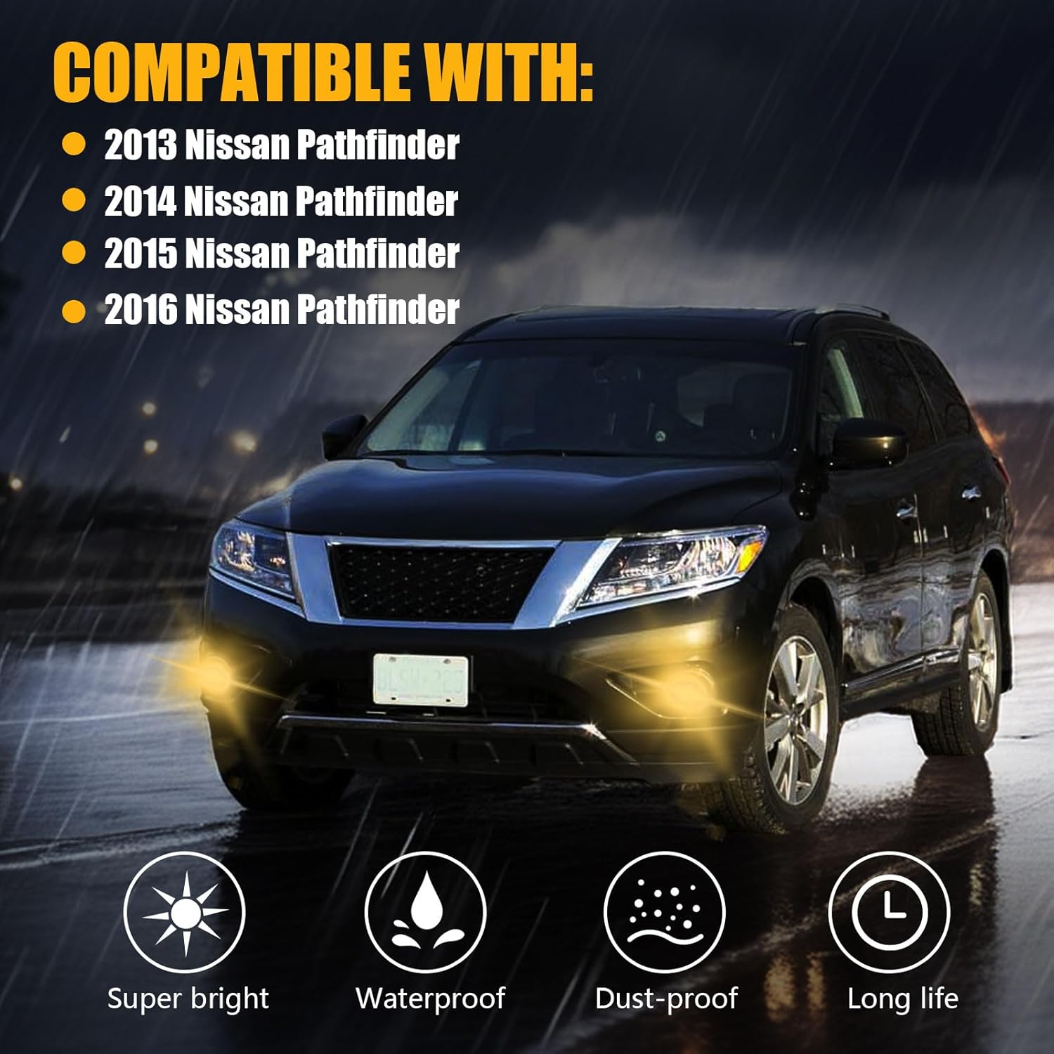 OKSIWA Halogen Fog Lights, Compatible with 2013-2016 Nissan Pathfinder,Front Bumer Driving Light Fog Lamp Assembly Kit with Wiring Harness, Switch,Plug and Play