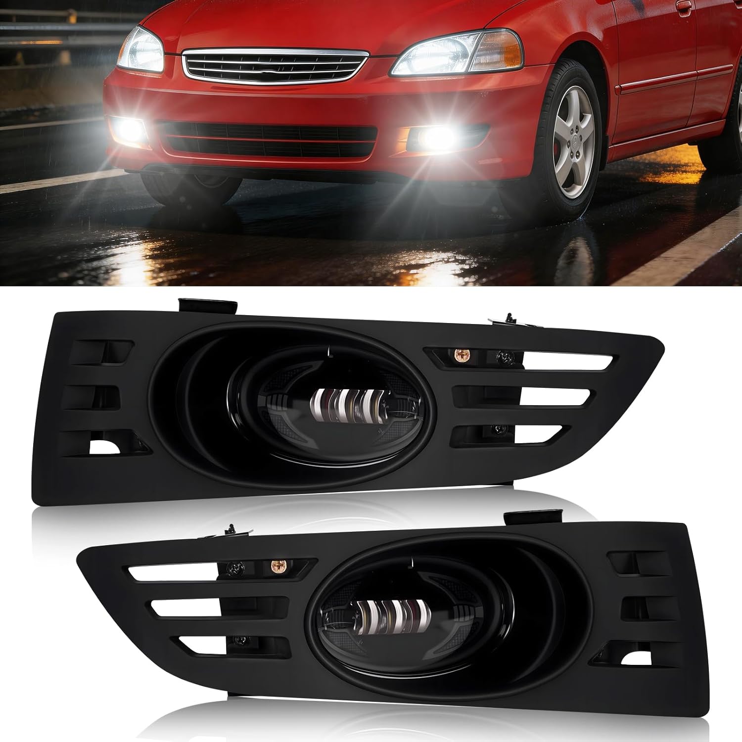 OKSIWA LED Fog Lights for Honda Accord 2003 2004 2005, Front Bumper Fog Lamps with Switch & Wiring Harness, Plug-and-Play Installation