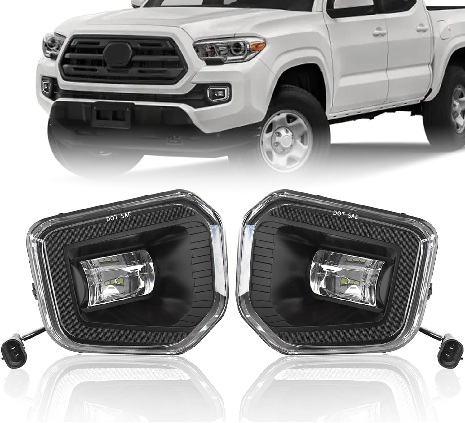 OKSIWA LED Fog Lights Assembly Compatible with Toyota Tacoma 2016 2017 2018 2019 2020 2021 2022（for SR SR5 Model）, Front Driving Fog Lamps Replacement Kit,DOT Certified - 1 Pair