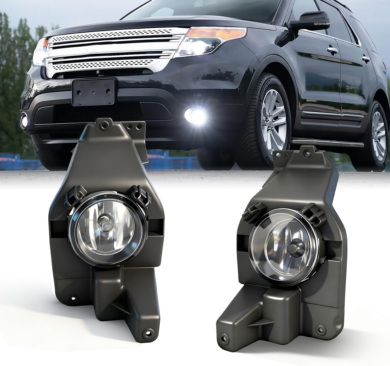 OKSIWA Fog Lights Compatible with 2011 2012 2013 2014 2014 2015 Ford Explorer Upgrade and Modified 1 Pair Fog Lamp, Fog Light Assembly