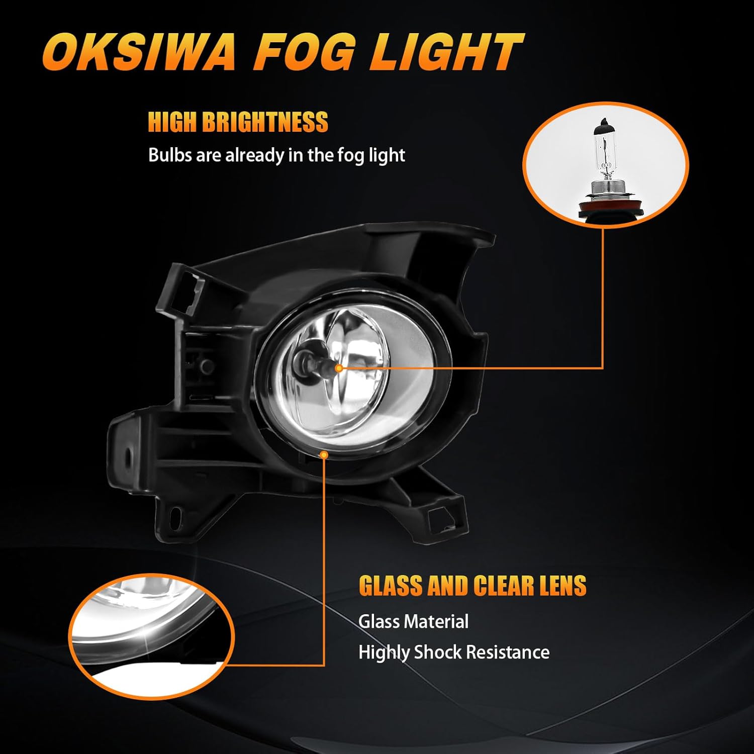 OKSIWA Halogen Fog Lights, Compatible with 2013-2016 Nissan Pathfinder,Front Bumer Driving Light Fog Lamp Assembly Kit with Wiring Harness, Switch,Plug and Play