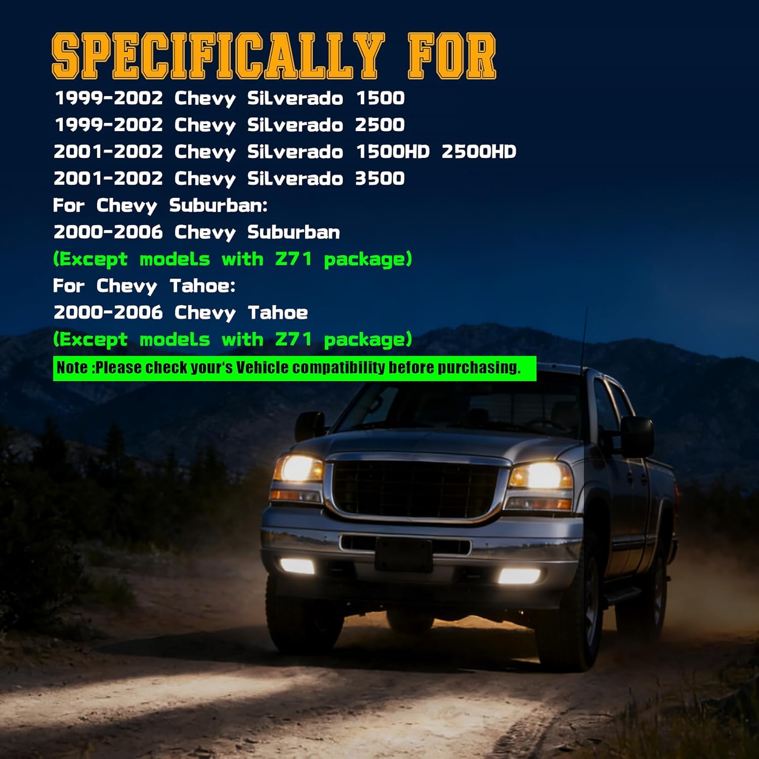DOT Approved  LED Fog Light for 1999–2006 Chevy Silverado, Tahoe & Suburban, 1 Pair-2