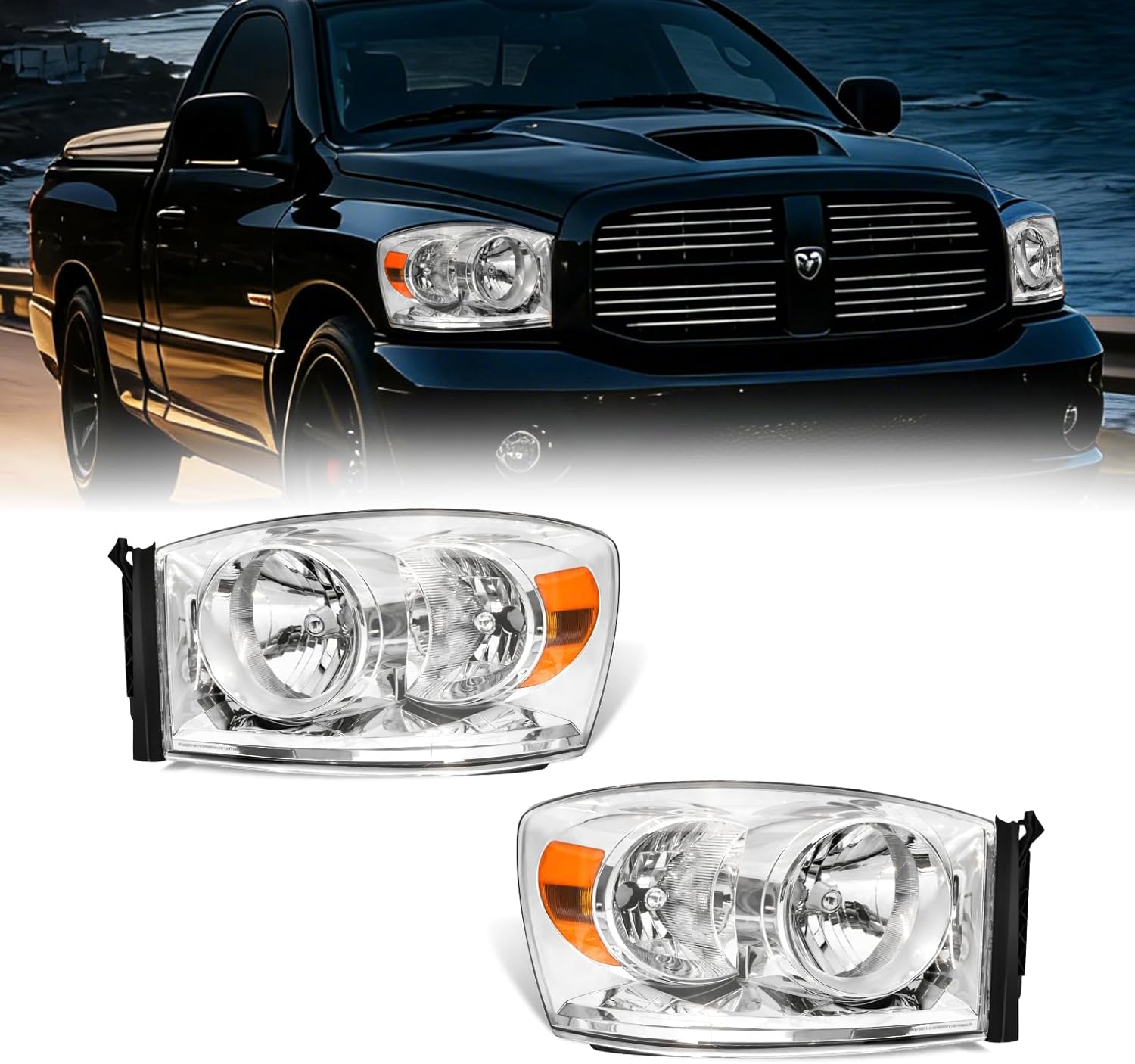 OKSIWA Headlights Assembly for 2006-2008 Dodge Ram 1500, 2006–2009 Dodge Ram 2500 3500, OEM Style Replacement Headlamp Housing, Factory Fit, No Bulbs Included, Durable & Weather-Resistant