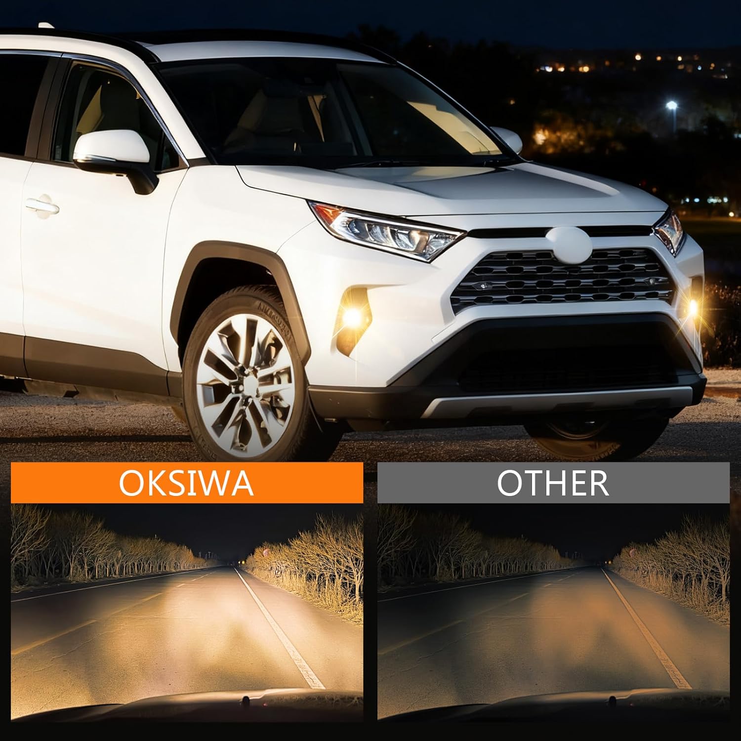 OKSIWA Halogen Fog Lights,For 2019-2025 Toyota Rav4, Front Bumper Fog Lamp Assembly kit, with Bezel Wiring Harness,Plug and Play,Easy to Install