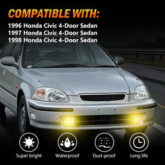 OKSIWA Fog Lights Fit for 1996 1997 1998 Honda Civic 4-Door Sedan,1 Pair Driving Fog Lamps, Front Bumper Fog Light Replacement with Switch Wiring Harness,Amber lens (Clear Lens)-3